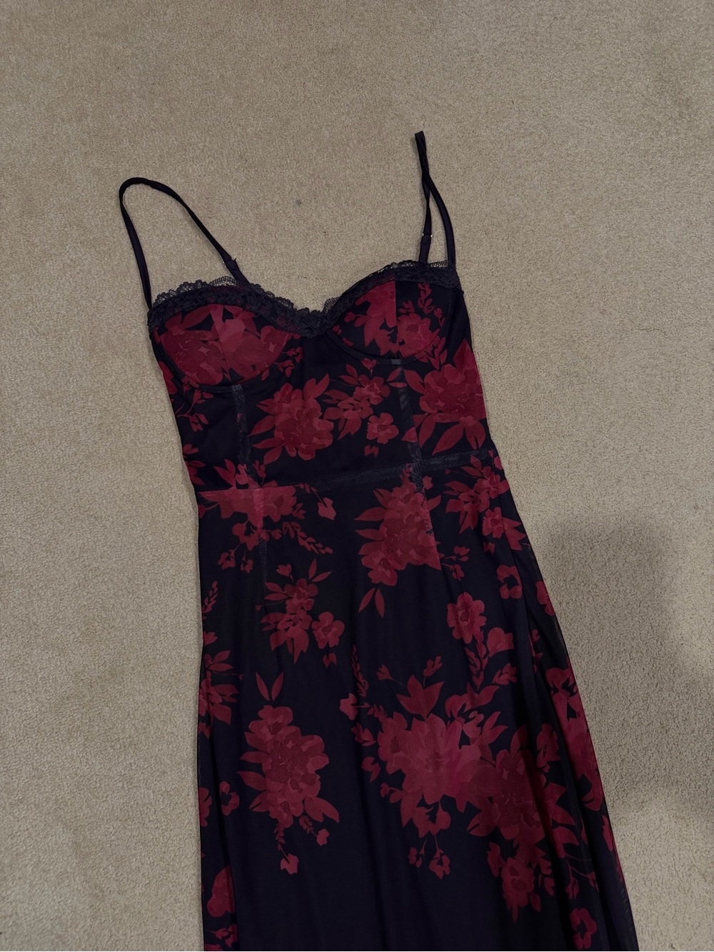 House of CB Plum Floral Lace Slip Maxi Dress - Picture 4 of 5